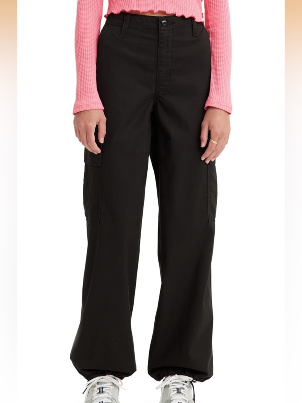 Women's Black Wide-Leg Cargo Pants
